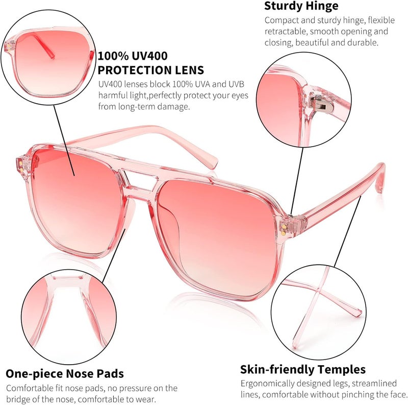 FEISEDY Retro Square Aviator Sunglasses Women Men 70s Vintage Trendy Plastic Frame Sun Glasses B2835 - Image 5